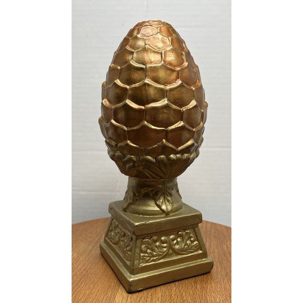 Artichoke Decorative Gold-Tone 11" Ceramic Finial Mantle Tabletop Home Decor